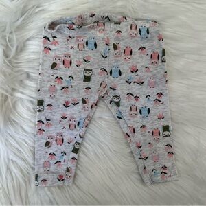 Carter's 3m Baby Heather Gray Leggings with Owl and Floral Print